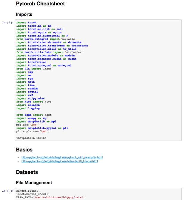 Pytorch Cheatsheet_27个值得收藏的机器学习小抄